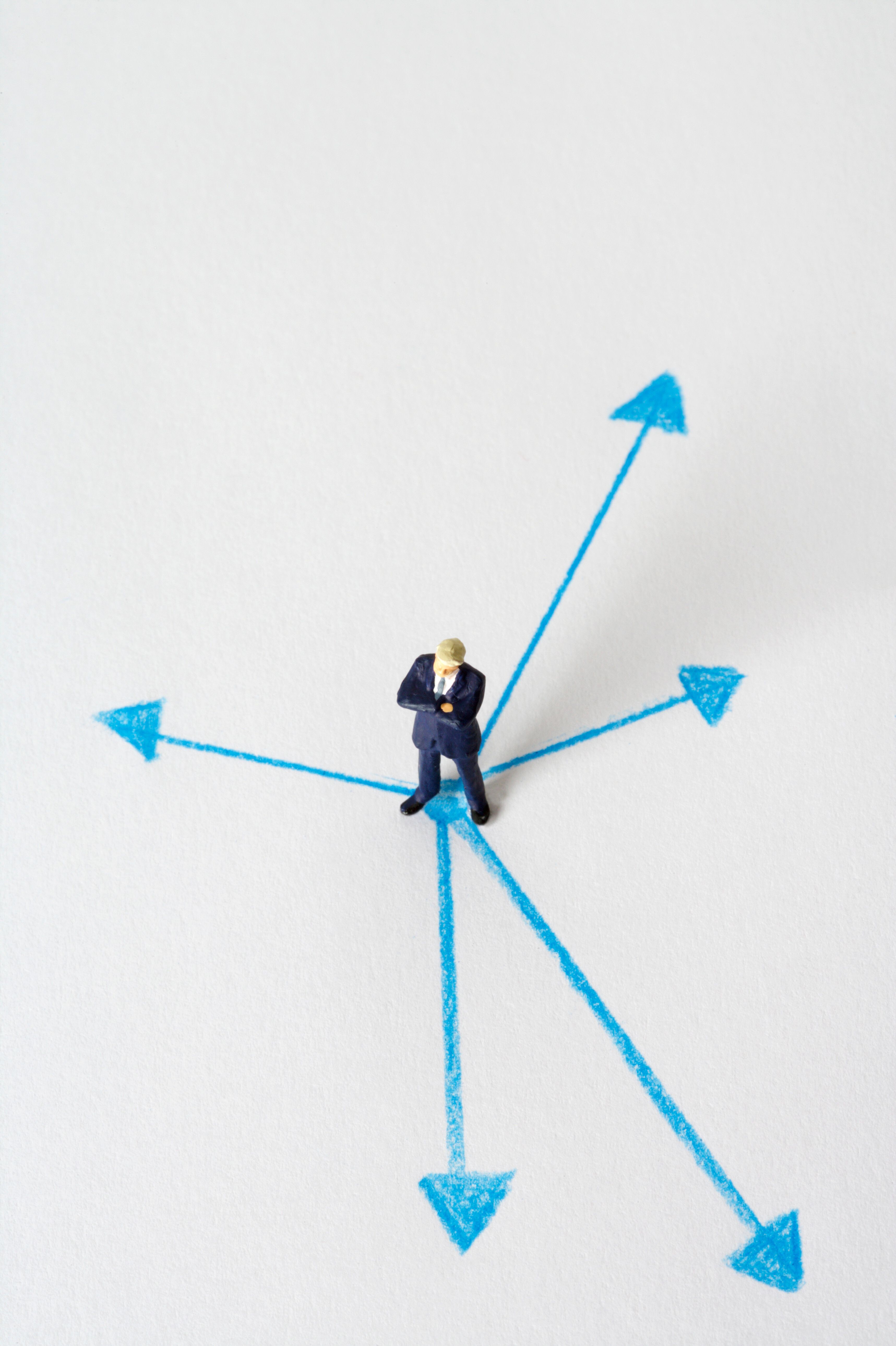 Person thinking and evaluating options
